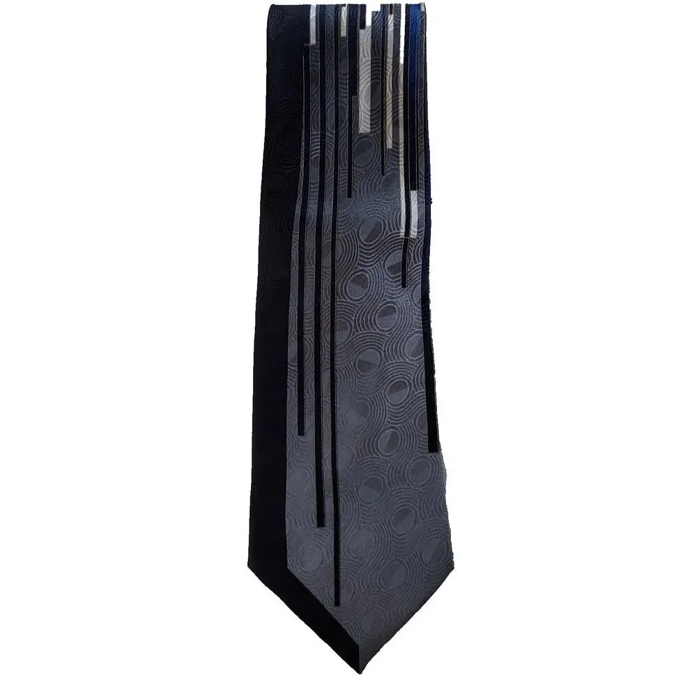 Salvatore Pellegrino IL Pinttore Italian Silk Mens Neck Tie Gray Black Blue